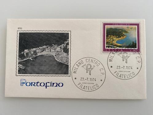 Timbre Enveloppe Premier Jour Italie Portofino 1974, Timbres & Monnaies, Timbres | Europe | Italie, Affranchi, Enlèvement ou Envoi