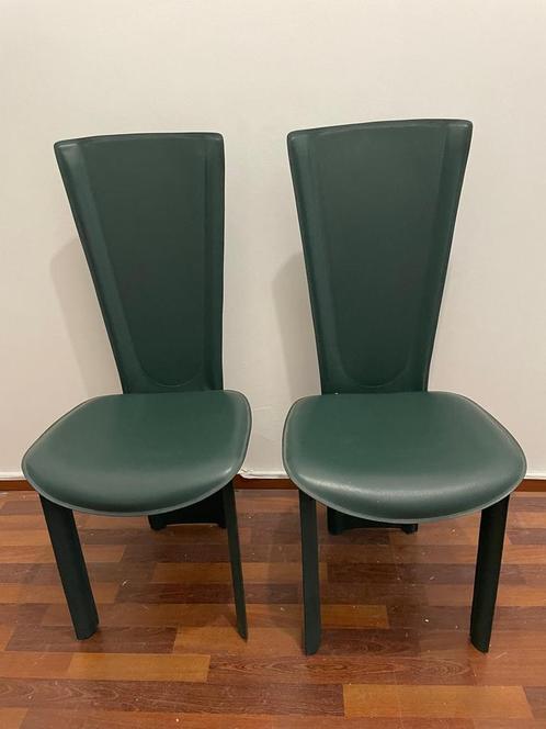 Twee design stoelen in echt sterk en duurzaam leder, Maison & Meubles, Chaises, Comme neuf, Deux, Enlèvement ou Envoi