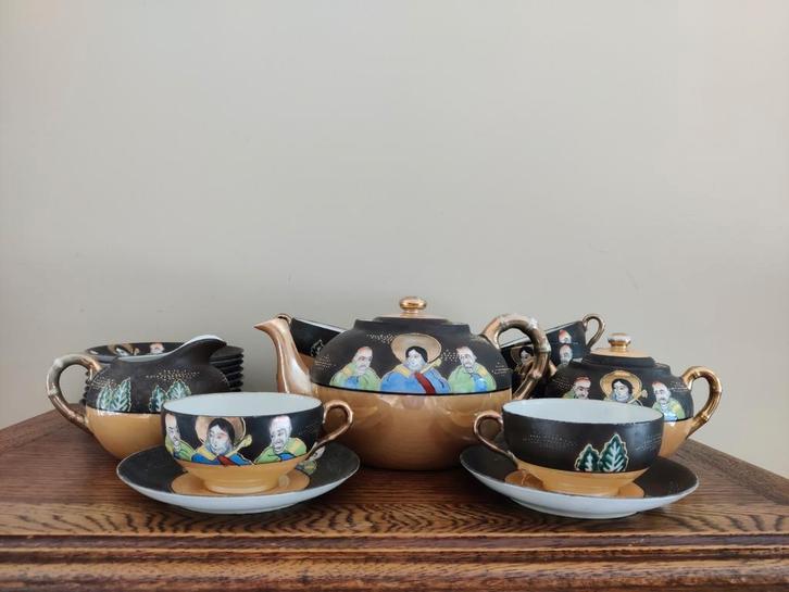 Japans theeservies met melk- en suikerkannetje, Antiek en Kunst, Antiek | Servies compleet, Ophalen of Verzenden