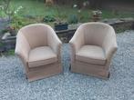 Deux fauteuil club en tissu beige, Huis en Inrichting, Fauteuils, Ophalen, Gebruikt, Stof