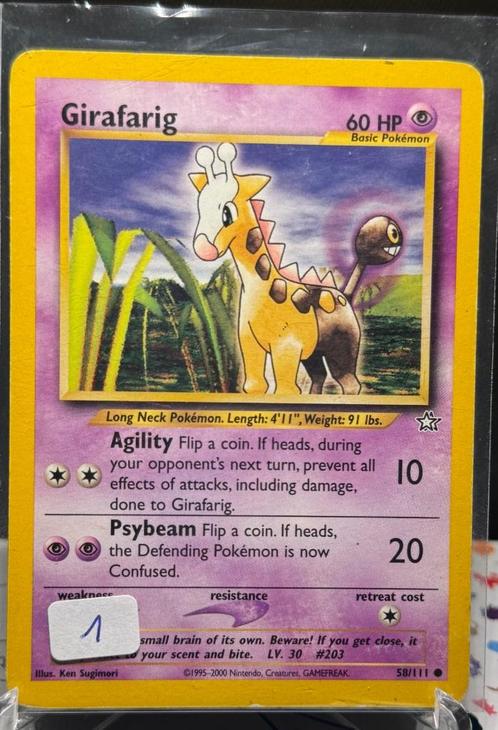 - Neo Genesis - Girafarig 58/111 - Common, Hobby en Vrije tijd, Verzamelkaartspellen | Pokémon, Zo goed als nieuw, Losse kaart