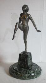 art deco bronzen danseres op marmer E. Urbain, Brons, Verzenden