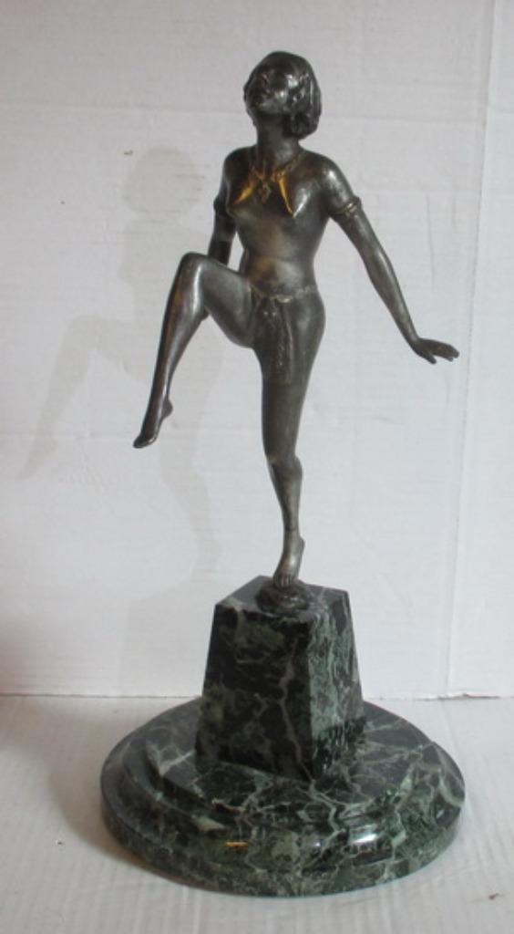 art deco bronzen danseres op marmer E. Urbain, Antiek en Kunst, Antiek | Brons en Koper, Brons, Verzenden