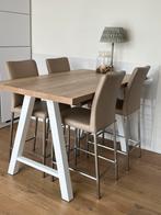 Keukentafel  150x90x92 ht+ stoelen in vol leder, Huis en Inrichting, Ophalen, Nieuw, Modern, Vier personen