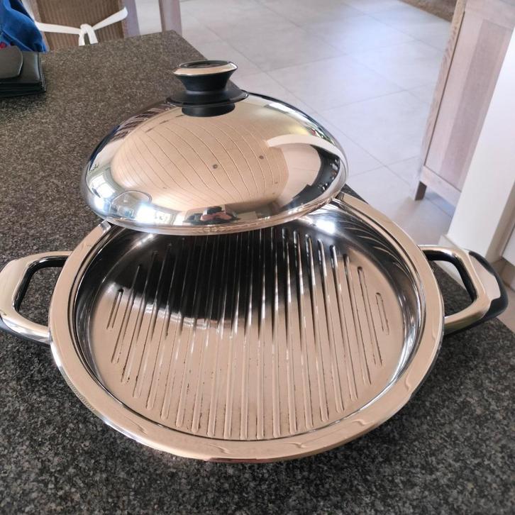 Grillpan T&T design, Huis en Inrichting, Keuken | Potten en Pannen, Zo goed als nieuw, Koekenpan of Braadpan, Inductieplaat, Keramische plaat