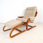 Vintage Westnofa fauteuil & hocker mid century modern design, Ophalen, Hout