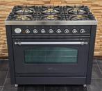 🔥Luxe Fornuis Boretti 90 cm antraciet + rvs 6 pits 1 oven, 60 cm of meer, Ophalen of Verzenden, Zo goed als nieuw, Energieklasse A of zuiniger