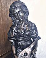 grande statue en bronze dame mandoline  (1 m de haut, 50 kg), Collections, Utilisé, Enlèvement ou Envoi