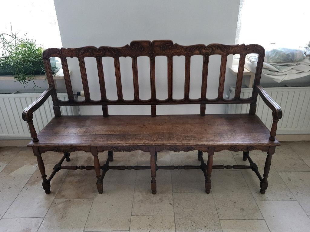 Banc en chêne sculpté, Antiquités & Art, Enlèvement