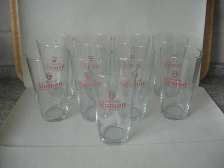 Roman bierglas boerke, 25cl, brij. Roman, nog 7 stuks., Verzamelen, Biermerken, Zo goed als nieuw, Glas of Glazen, Overige merken