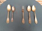 couverts anciens en métal argenté :4 cuillères, 1 fourchette, Antiquités & Art, Enlèvement ou Envoi