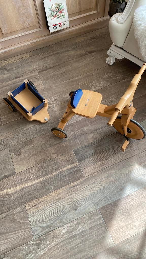 Houten driewieler, Ophalen, Gebruikt