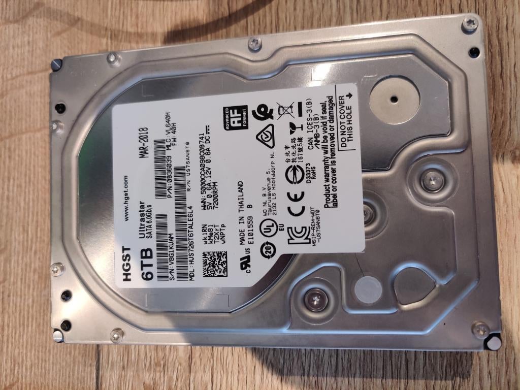 HGST 6 TB HUS726T6TALE6L4, Enlèvement ou Envoi, 6tb, Interne, Utilisé