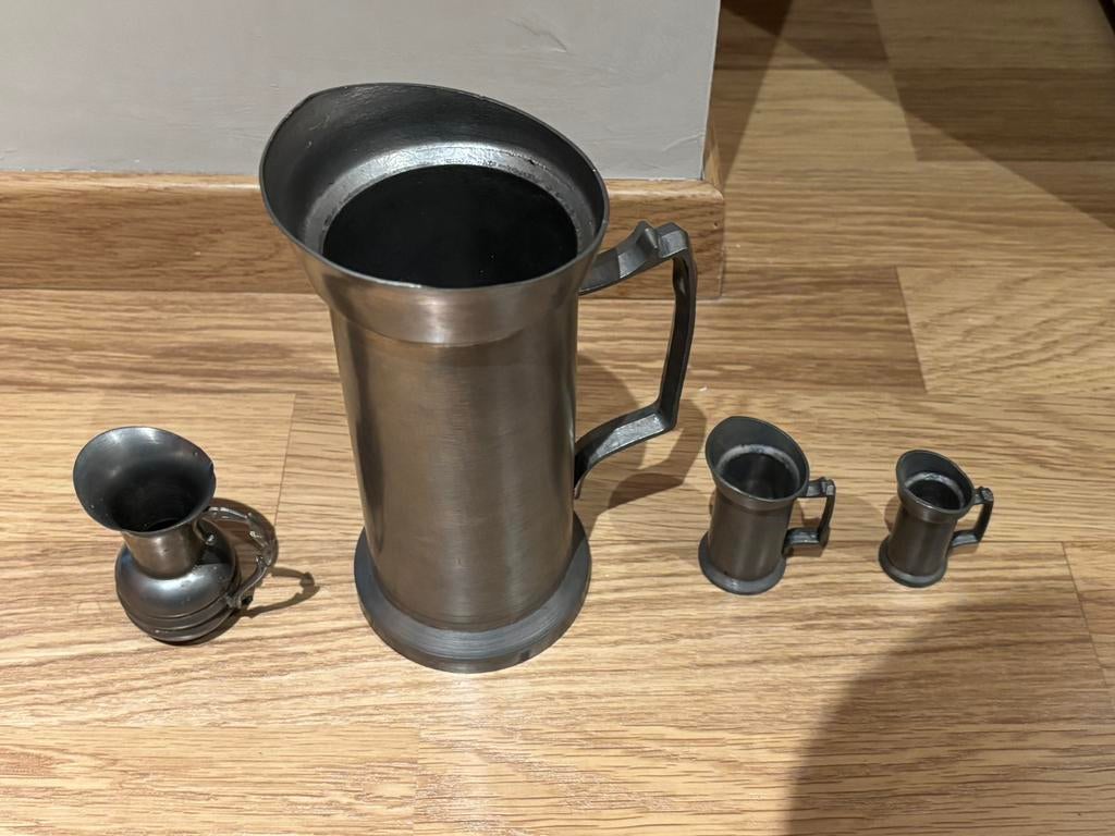 Mooie Set van Puur Tin en 1 bekertje(95%), Antiek en Kunst, Ophalen