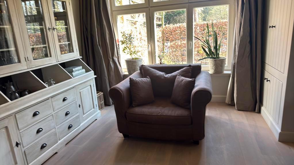 Love seat zetel Pomax bruin met afneembare hoes, Ophalen, Gebruikt