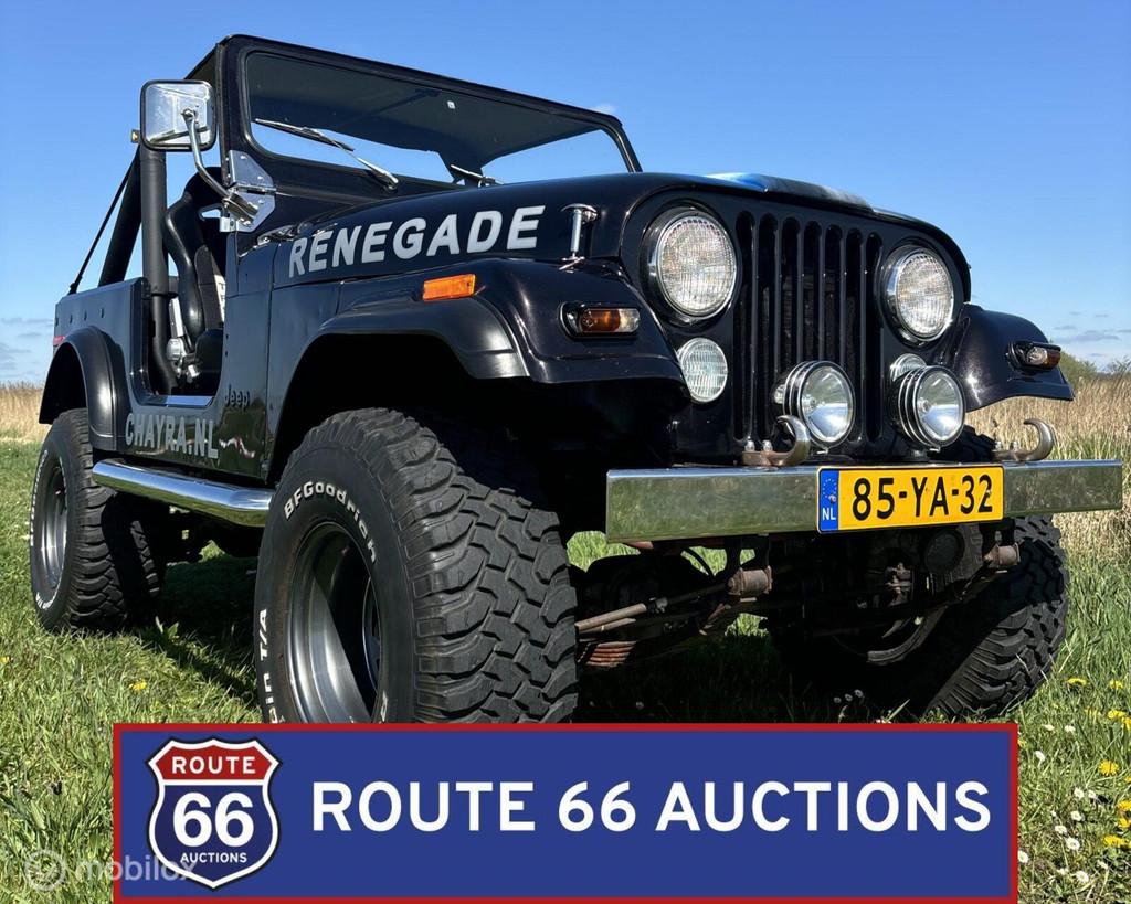 Jeep CJ-7 | 1977 | Route 66 Auctions, Auto's, Jeep, Zwart, Bedrijf, Handgeschakeld