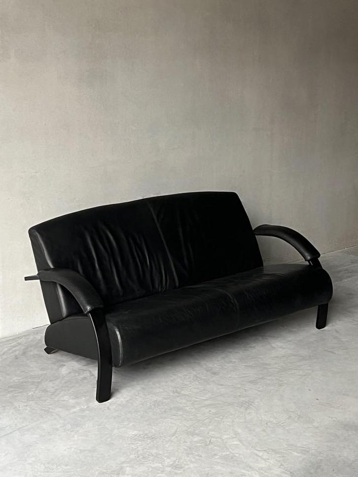 Vintage design Scandinavisch leren sofa, Huis en Inrichting, Zetels | Zetels en Chaises Longues, Zo goed als nieuw, Leer, Ophalen