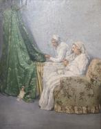 Henri Bréard (1873-c.1939), Scène de couture près du berceau, Enlèvement ou Envoi
