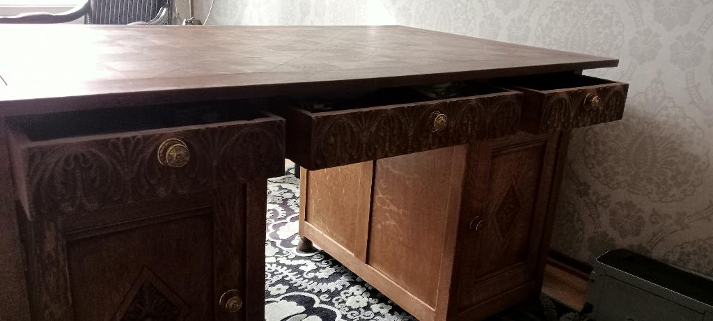 Eiken bureau, Autres types, Enlèvement, Antique, Avec tiroirs