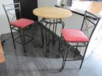 Bartafel met massief houten blad en 2 barstoelen - topstaat!, Huis en Inrichting, Tafels | Eettafels, Ophalen