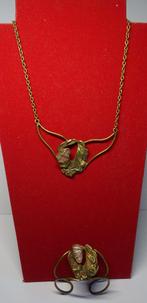 ENSEMBLE COLIER - BRACELET CUIVRE / OPALINE, Enlèvement ou Envoi