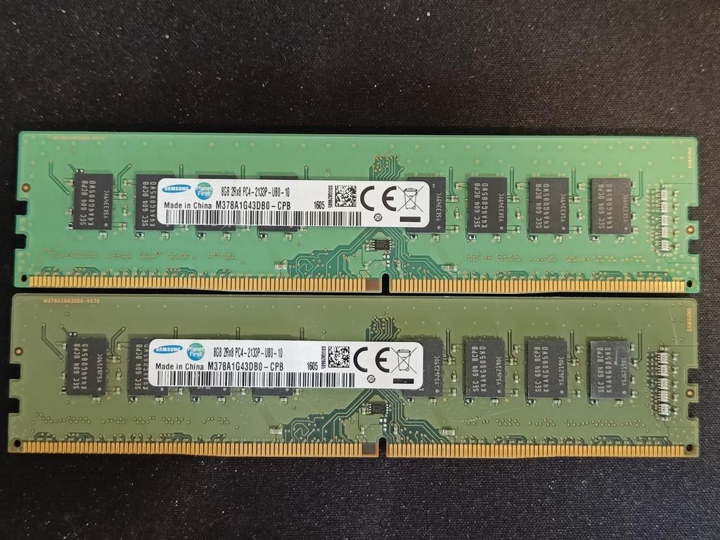 2x 8GB DDR4 Samsung Ram 2133 MHz, Computers en Software, RAM geheugen, Ophalen, DDR4