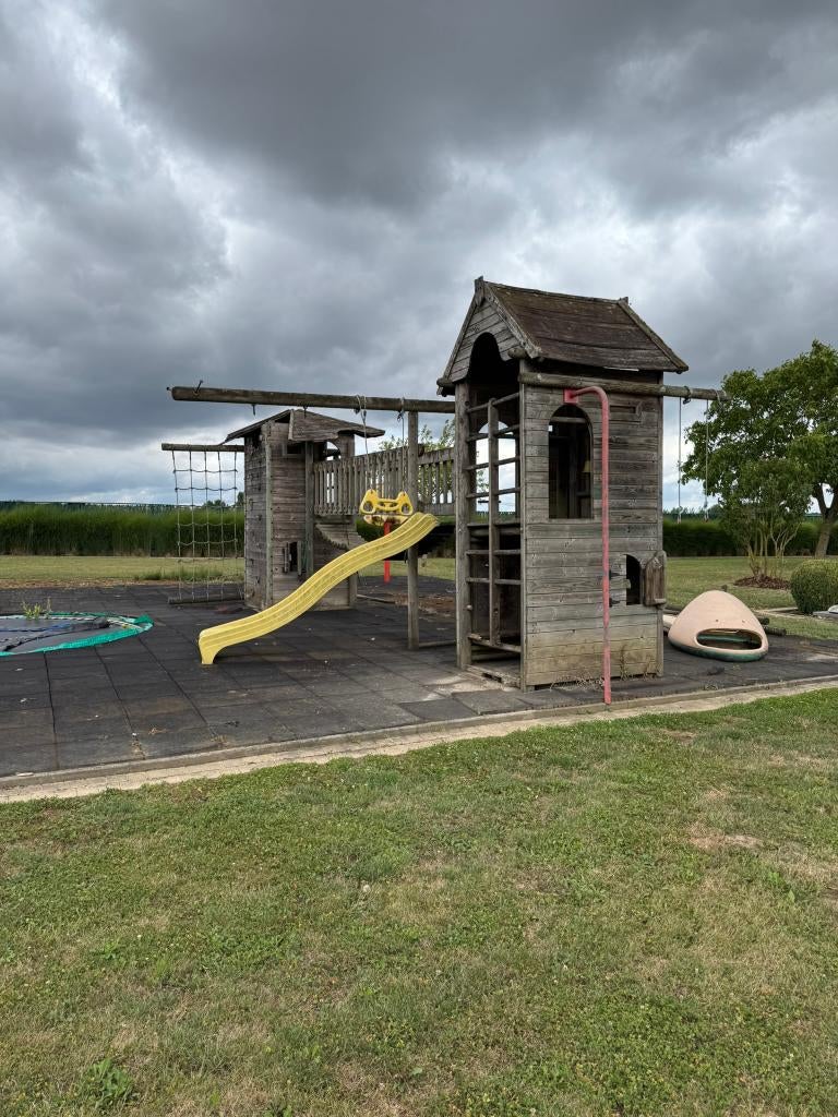 speeltoestellen, Kinderen en Baby's, Speelgoed | Buiten | Speeltoestellen, Gebruikt, Brandweerpaal, Glijbaan, Klimnet, Klimtouw