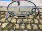 Rond glazen tafeltje, Huis en Inrichting, Gebruikt, Metaal of Aluminium, Rond, Ophalen