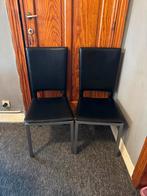 4 chaises noir en cuir, Enlèvement, Comme neuf