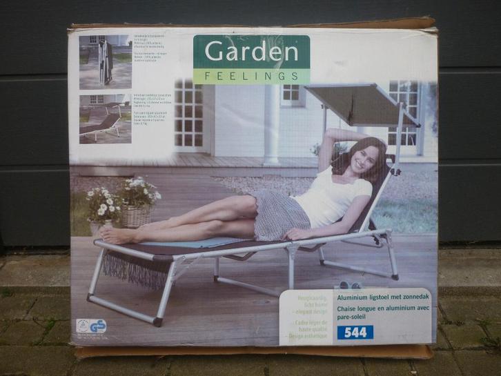 Ligbed met Zonnedak Garden Feelings, Tuin en Terras, Ligbedden, Nieuw, Aluminium, Inklapbaar, Verstelbaar, Ophalen