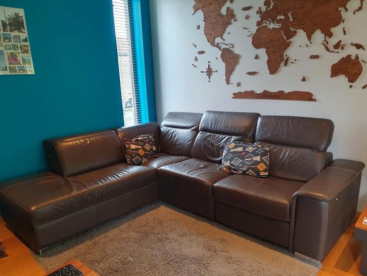 Canapé d'angle cuir brun 5 places– 270 x 215, Maison & Meubles, Canapés | Coins salons complets, Cuir, Enlèvement