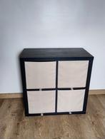 Zwarte Kallax-kast 4 X 4 + 4 beige inzetbakken, Ophalen, Zo goed als nieuw