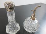 2st. kristallen parfumflessen met sterling zilveren dop, Antiek en Kunst, Ophalen of Verzenden