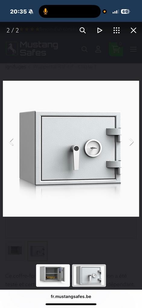 Coffre fort mustangsafe comme neuf!, Maison & Meubles, Enlèvement, Comme neuf, Coffre-fort