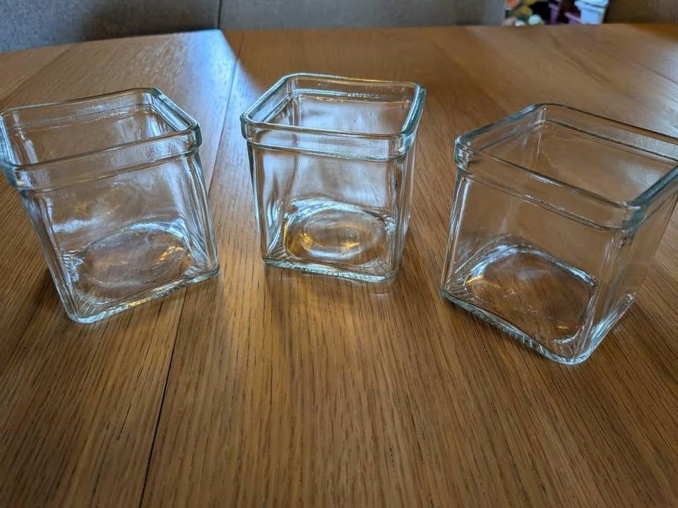 Lot de 3 photophores carrés en verre, Enlèvement, Neuf