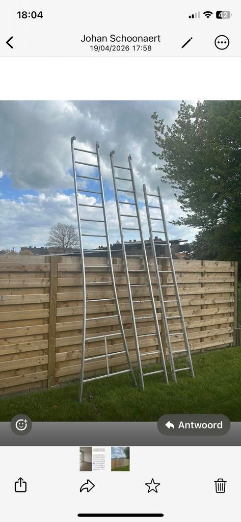 3delige ladder -uitschuifbaar, Ophalen, Zo goed als nieuw, Ladder