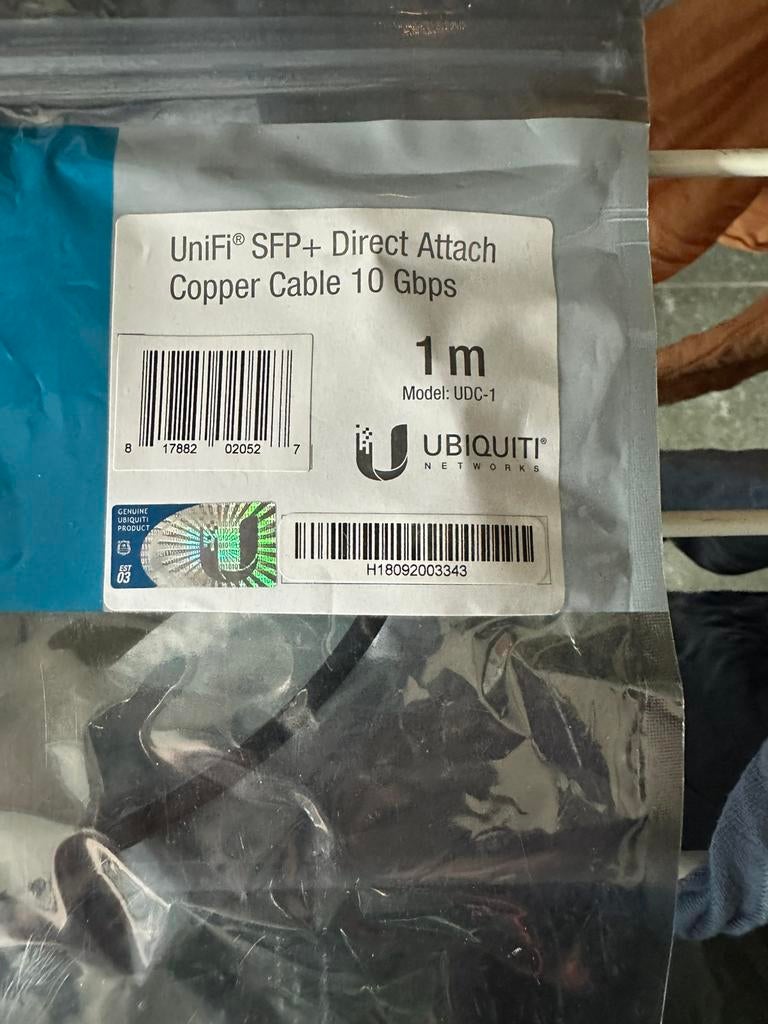 Unifi sfp+ kabel 10Gbps, Ophalen, Zo goed als nieuw
