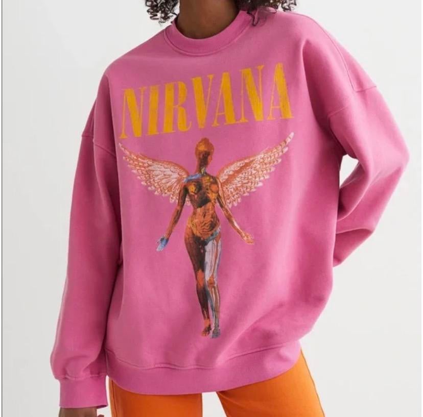 Nirvana pink roze sweater h&m nieuw S (oversized), Ophalen of Verzenden, Nieuw, Roze