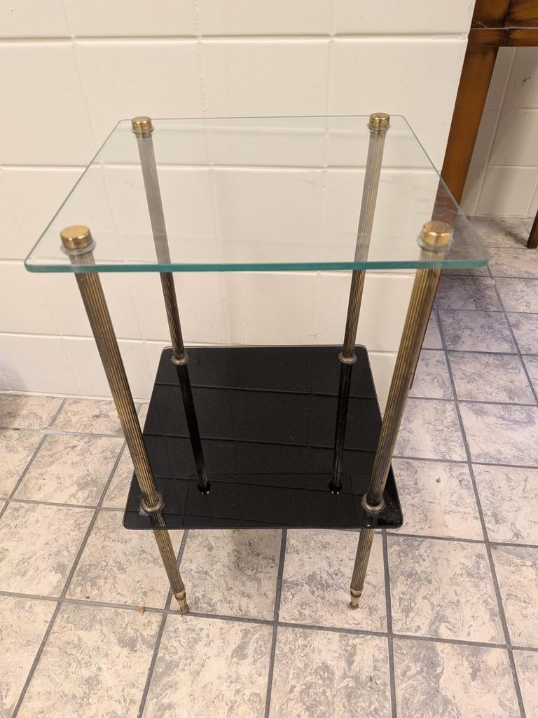 Table basse / desserte en vers et métal vintage