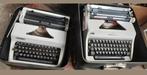 Antiek retro typemachine schrijfmachine in lederen koffer, Gebruikt, Ophalen of Verzenden