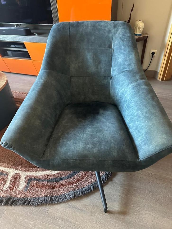 Relax fauteuil met voetbank, Huis en Inrichting, Fauteuils, Gebruikt, Stof, 50 tot 75 cm, Minder dan 75 cm, Ophalen