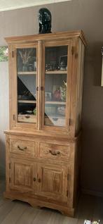 Vol houten kast (eik) vitrinekast, Huis en Inrichting, Kasten | Vitrinekasten, Ophalen, Gebruikt, 200 cm of meer, Eikenhout
