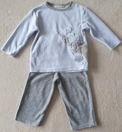 Pyjama 2 pièces velours bleu ciel/gris - T18 mois - Noukie's, Kinderen en Baby's, Babykleding | Maat 80, Zo goed als nieuw, Jongetje