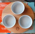 Set van 3 kleine schaaltjes op houten plank, Ophalen, Zo goed als nieuw