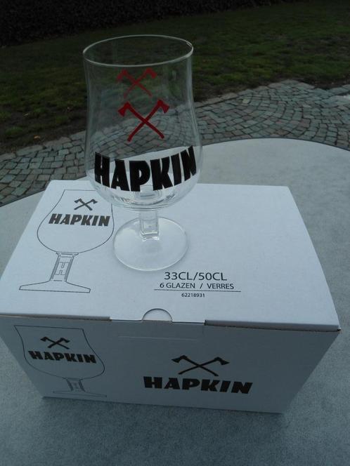 hapkin glazen nieuw. 2 soorten., Collections, Marques de bière, Neuf, Verre ou Verres, Enlèvement ou Envoi