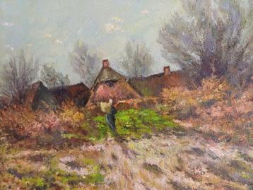 GROOT CHIC SCHILDERIJ MET GOUDEN KADER M.VAN DEN BEMPT beschikbaar voor biedingen