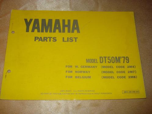 YAMAHA DT50M '79 Ancien Catalogue des Pièces Détachées, Motoren, Handleidingen en Instructieboekjes, Yamaha, Ophalen of Verzenden