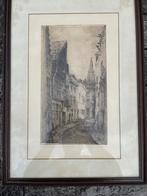 Mooie ets van Romain Malfliet: “Stoelstraatje Antwerpen”., Ophalen