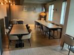 Tafels Pedrali onderstel + Eiken look in fineer, Huis en Inrichting, Tafels | Eettafels, Ophalen, Gebruikt, Landelijk modern, Rond