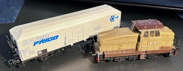 3211. Loco diesel + koelkastwagen van FS H0 Märklin., Hobby en Vrije tijd, Modeltreinen | H0, Gebruikt, Locomotief, Märklin, Ophalen of Verzenden